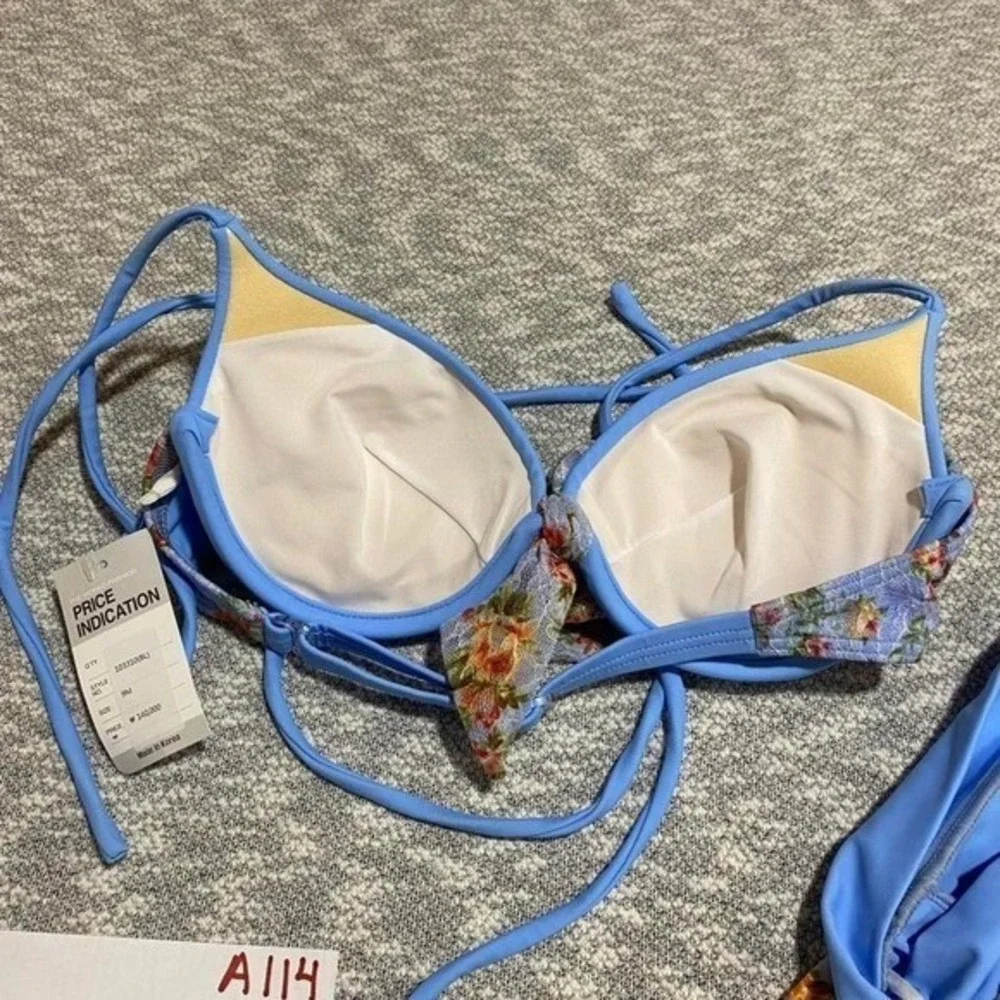 Coloured bikini set‎ top, bottoms, skirt Korea 9M=girl 7-8 years old. SKU-A114
